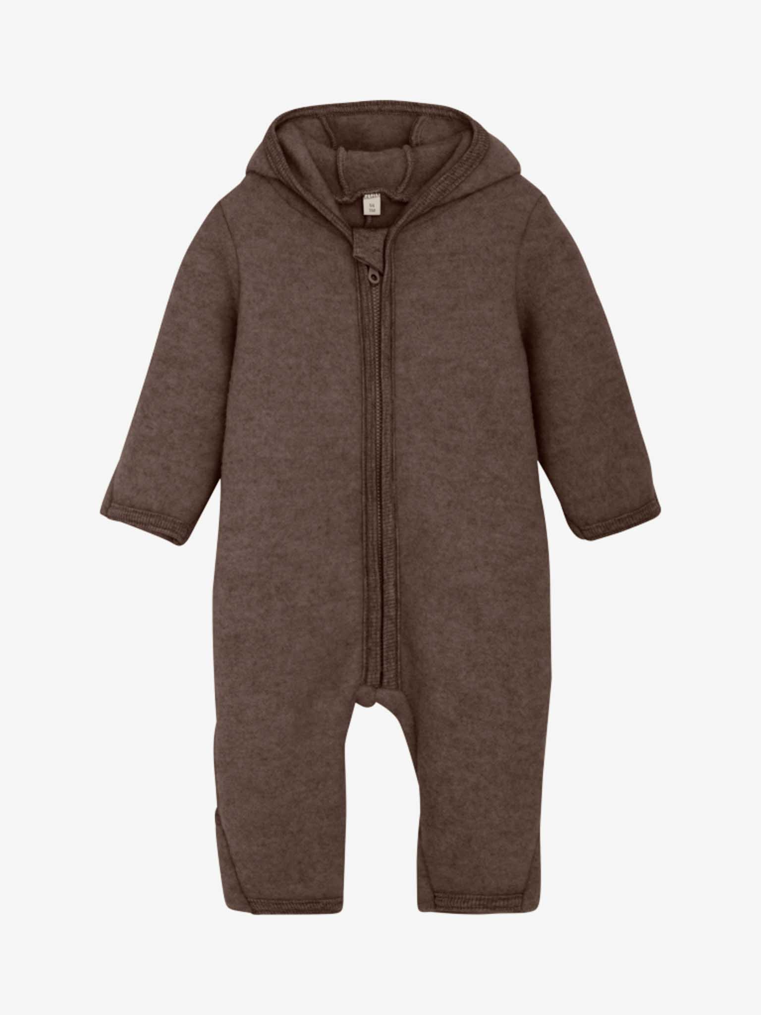 Kombinezon z wełny merino z uszkami Baby huttelihut brown melange