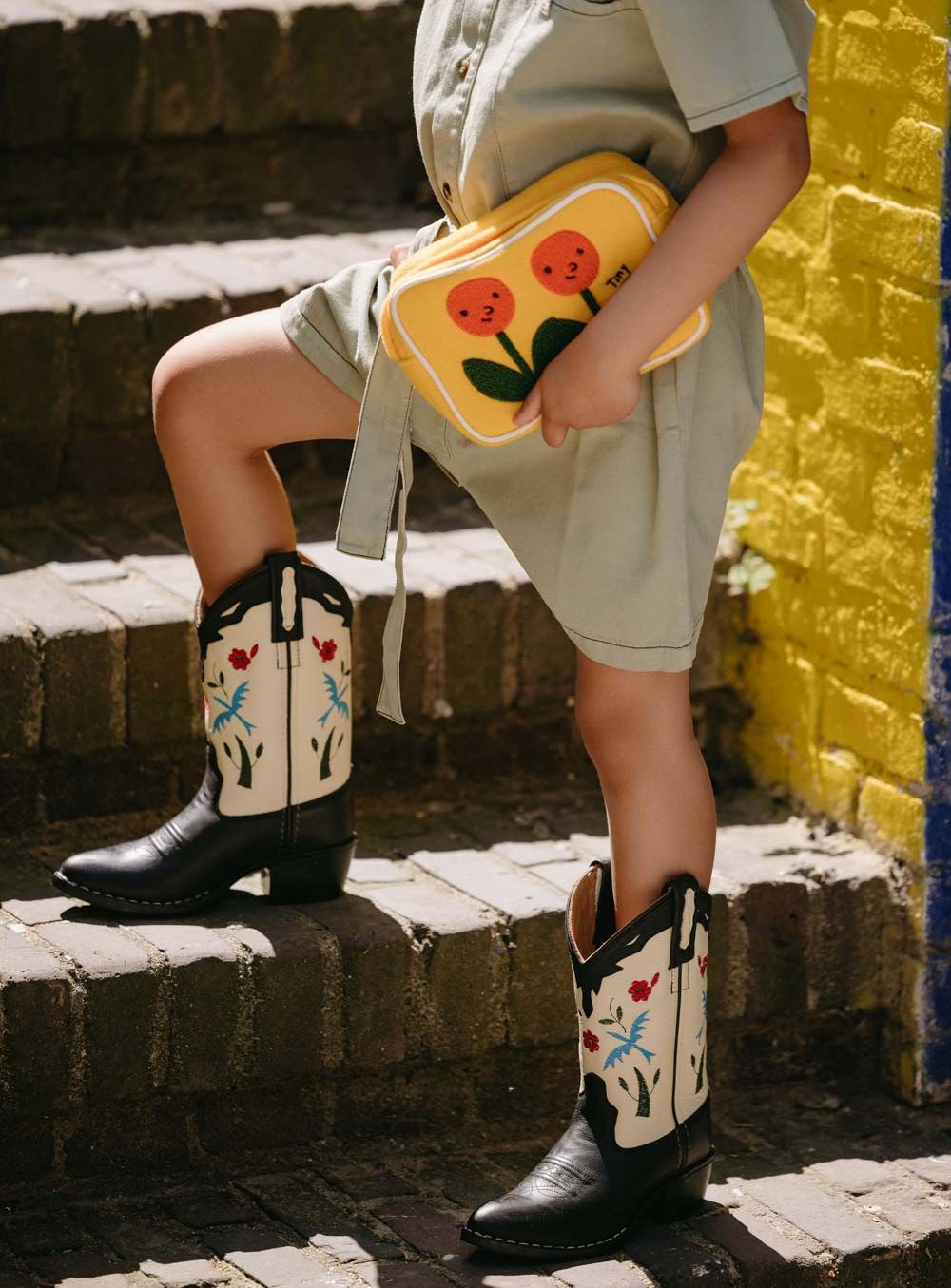 kowbojki bluebird black bootstock czarne z ptaszkiem z kwiatkami