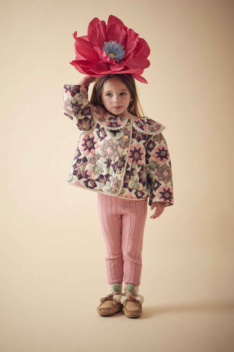 różowe legginsy z pomponami bawełniane louise misha