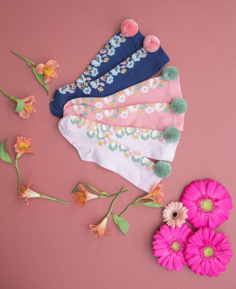 skarpetki róż jasny pudrowy francuskie