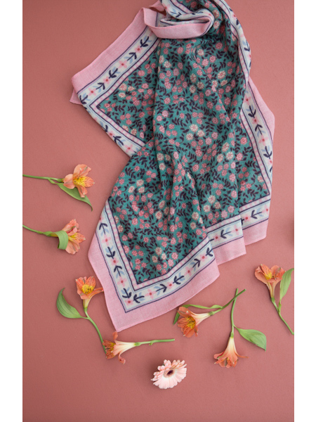 chusta wełniana francuska louise misha stone blue garden