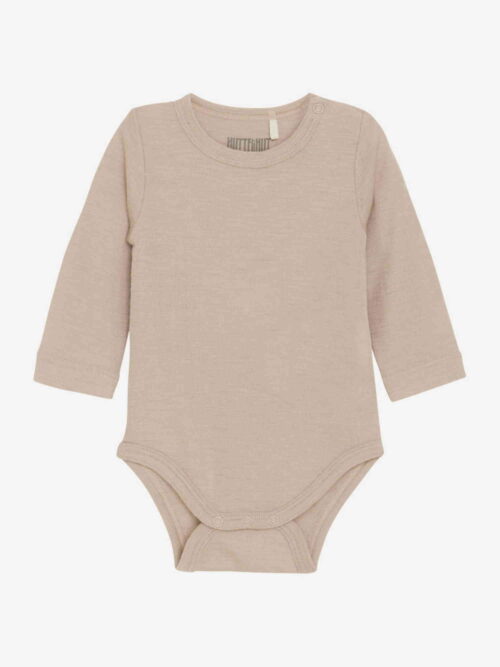 wełniane body na długi rękaw light taupe huttelihut