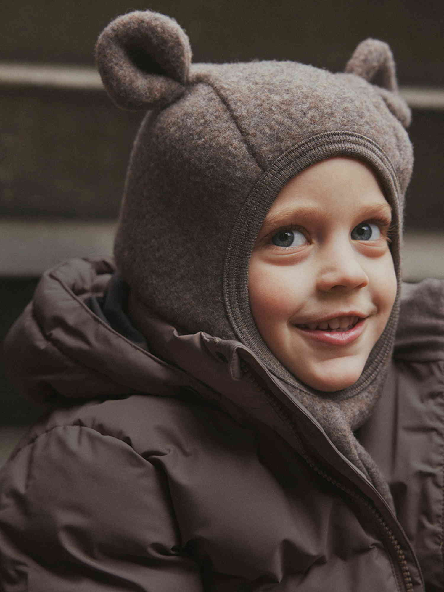 kominiarka miś z wełny merino huttelihut brown melange