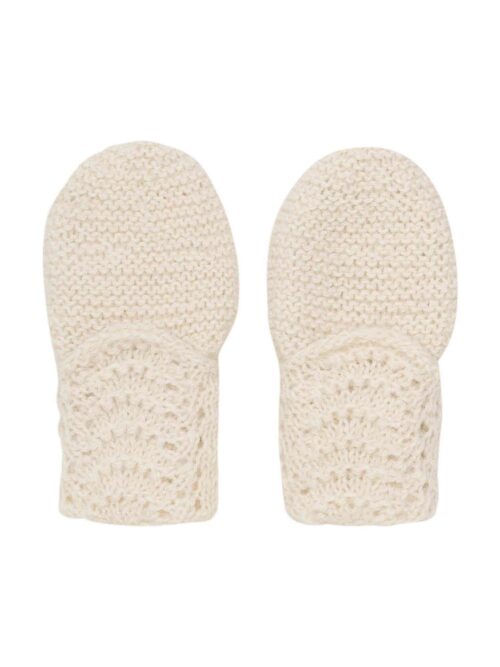 rękawiczki z wełny z alpaki białe huttelihut bez palców niemowlęce