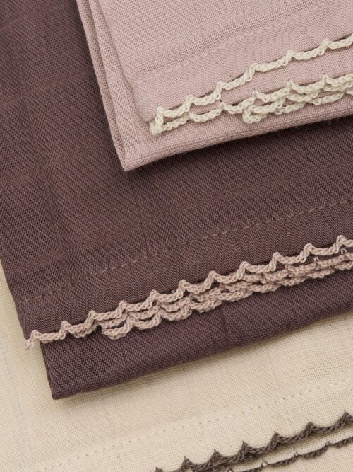 bawełniane pieluszki muślinowe różowe pudrowe brązowe huttelihut