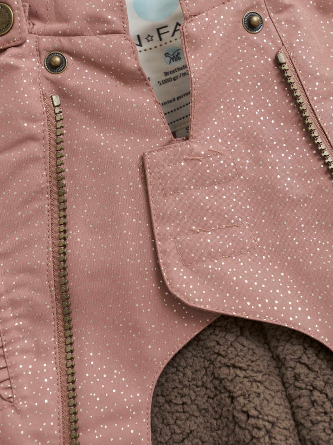 kombinezon ocieplany zimowy en fant brokatowy róż