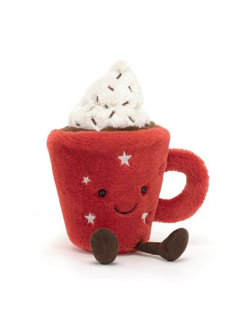 wesoły kubek gorącej czekolady czerwony jellycat 19 cm