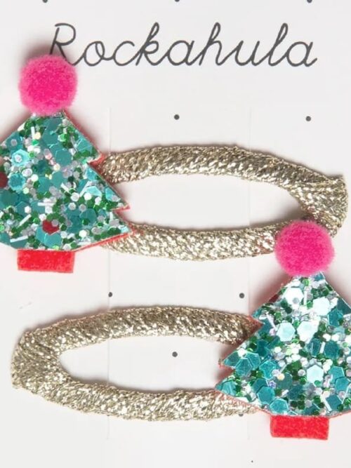 Rockahula spinki choinki glitter xmas tree świąteczne spinki do włosów