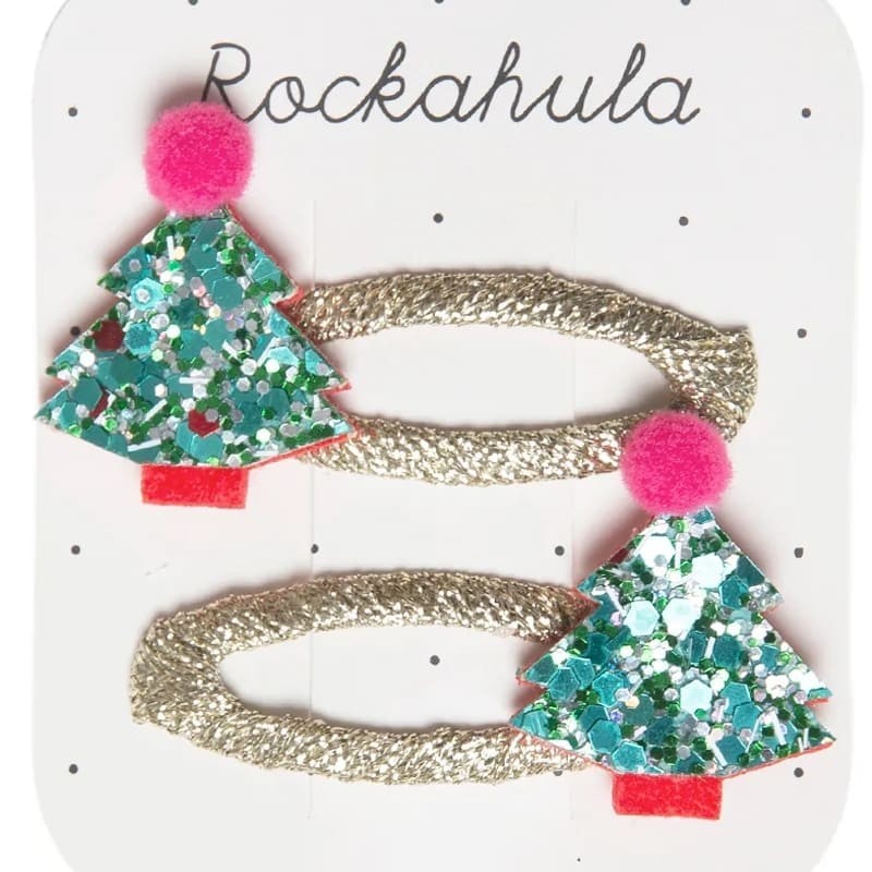 Rockahula spinki choinki glitter xmas tree świąteczne spinki do włosów
