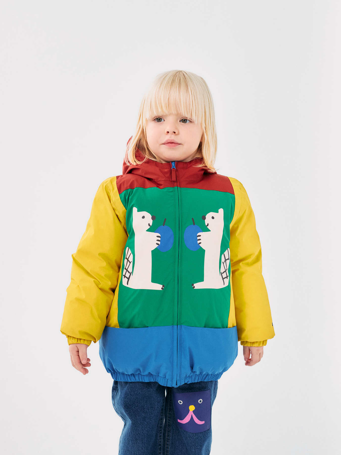 bobo choses hungry squirrel anorak color block zimowa kurtka ocieplana
