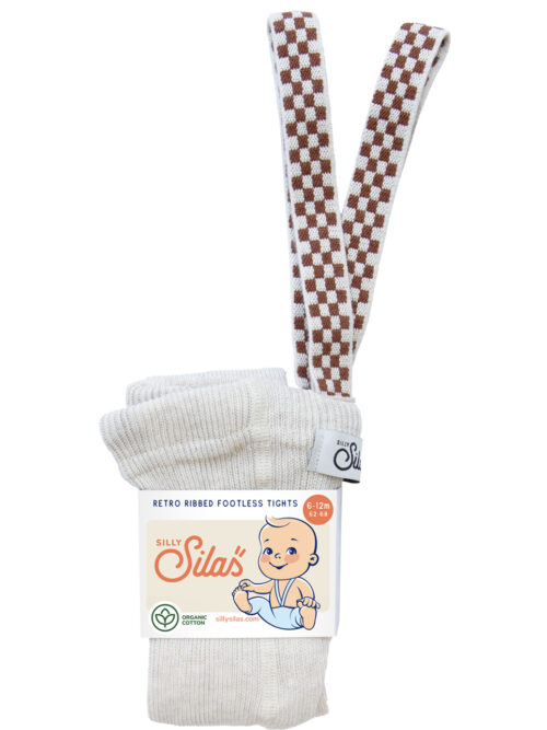 Footless z kratką legginsy na szelkach Silly Silas cream blend Checked