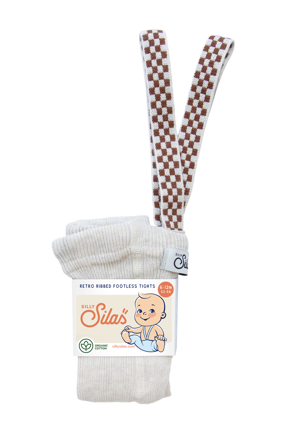 Footless z kratką legginsy na szelkach Silly Silas cream blend Checked
