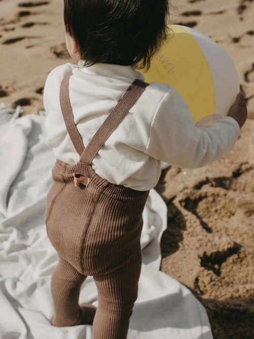 Footed Silly Silas Rajstopy na szelkach Granola brązowe beżowe