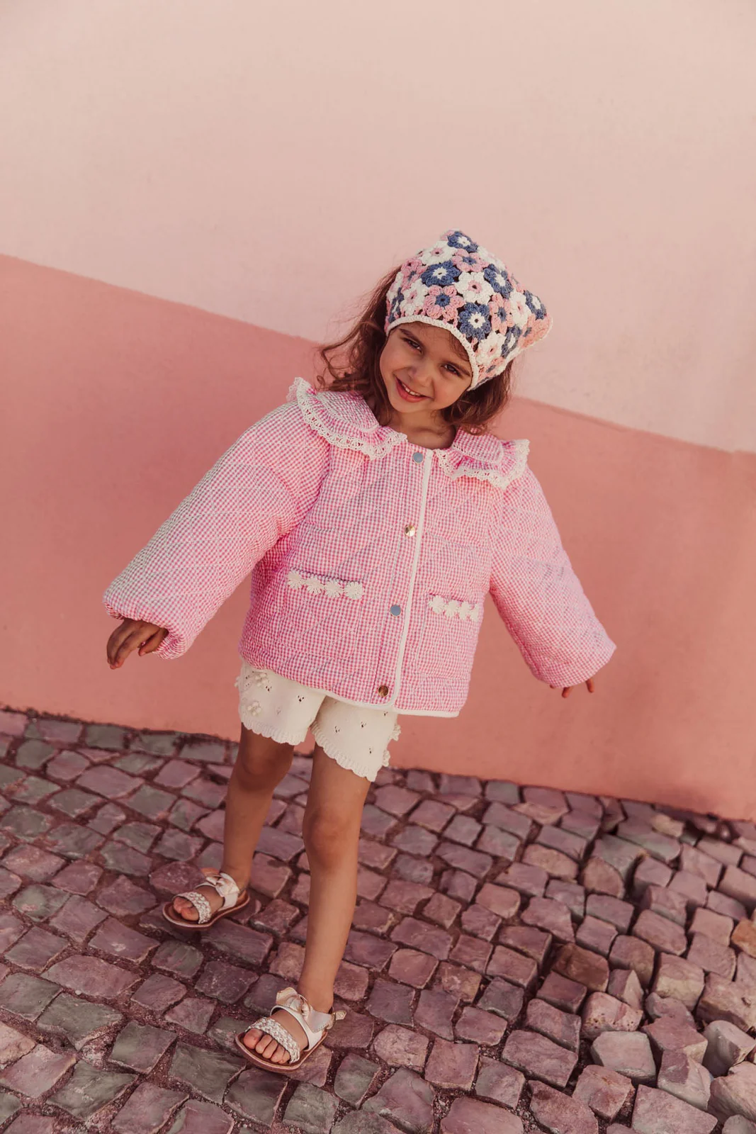 Louise Misha Pink Fragola Vichy kurtka w kratkę Jacket Joulia