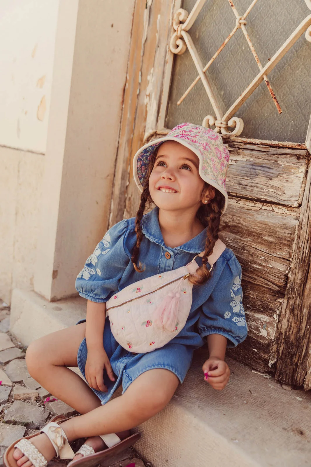 Pink Bouquet Stripes Louise Misha różowa saszetka francuska