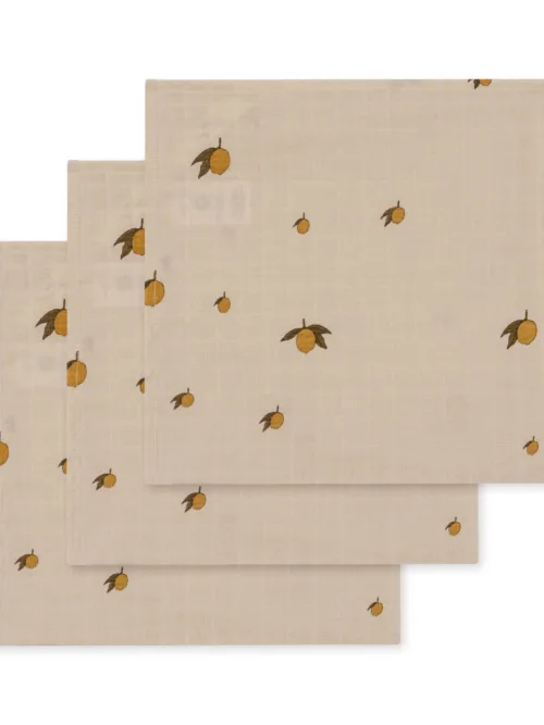 3-pak muslin cloth gots pieluszki muślinowe bawełniane Konges Slojd cytrynki lemon