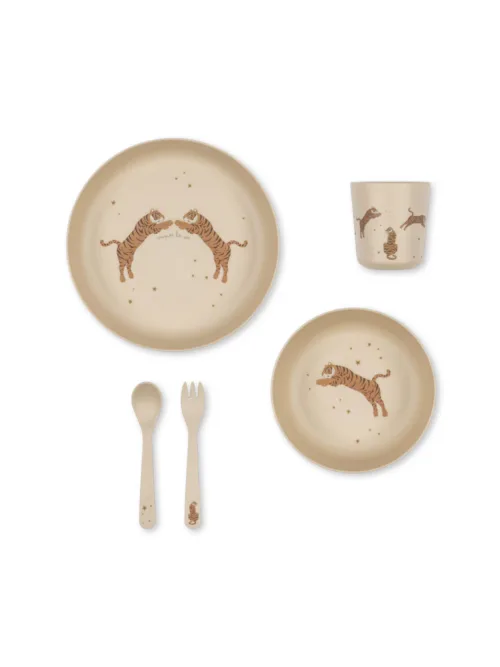 pla dinner set tiger tygrys zestaw obiadowy talerz miska sztućce kubek