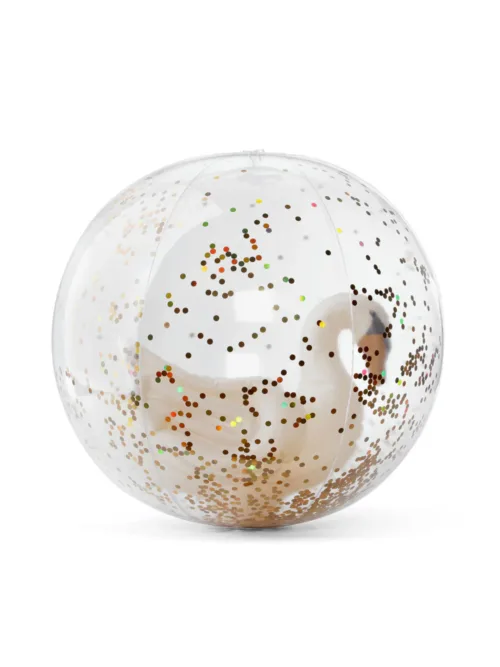 beach ball swan piłka plażowa łabędź konges slojd biały brokatowa