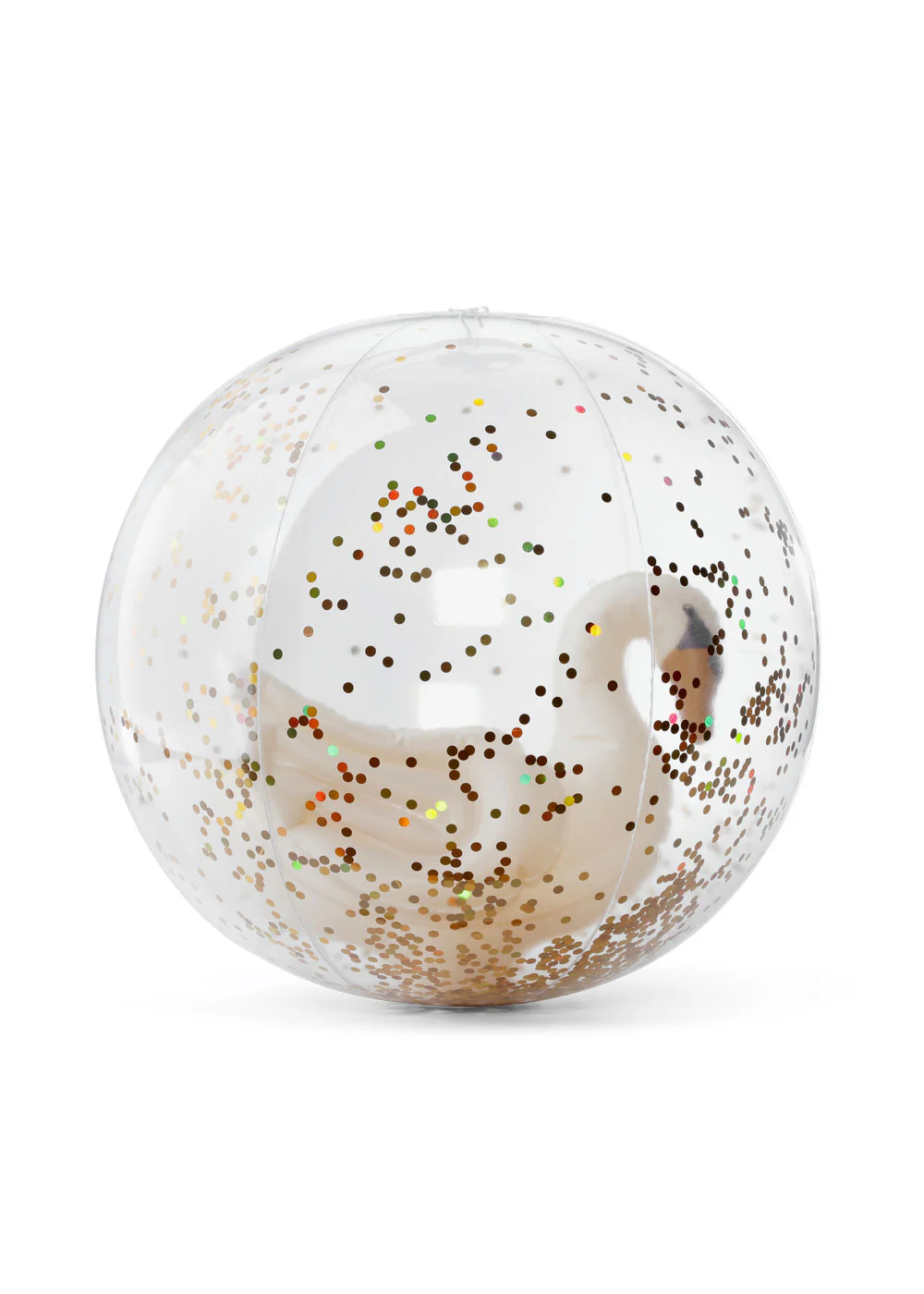 beach ball swan piłka plażowa łabędź konges slojd biały brokatowa