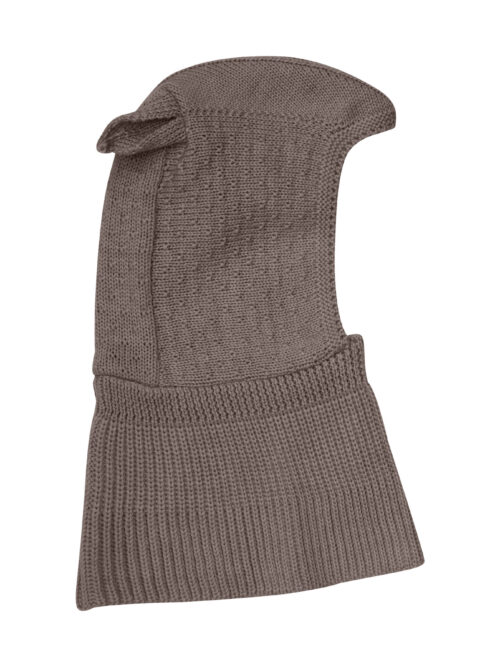 kominiarka z wełnianej dzianiny merino huttelihut brown melange 2152 460363 balaclava z uszami