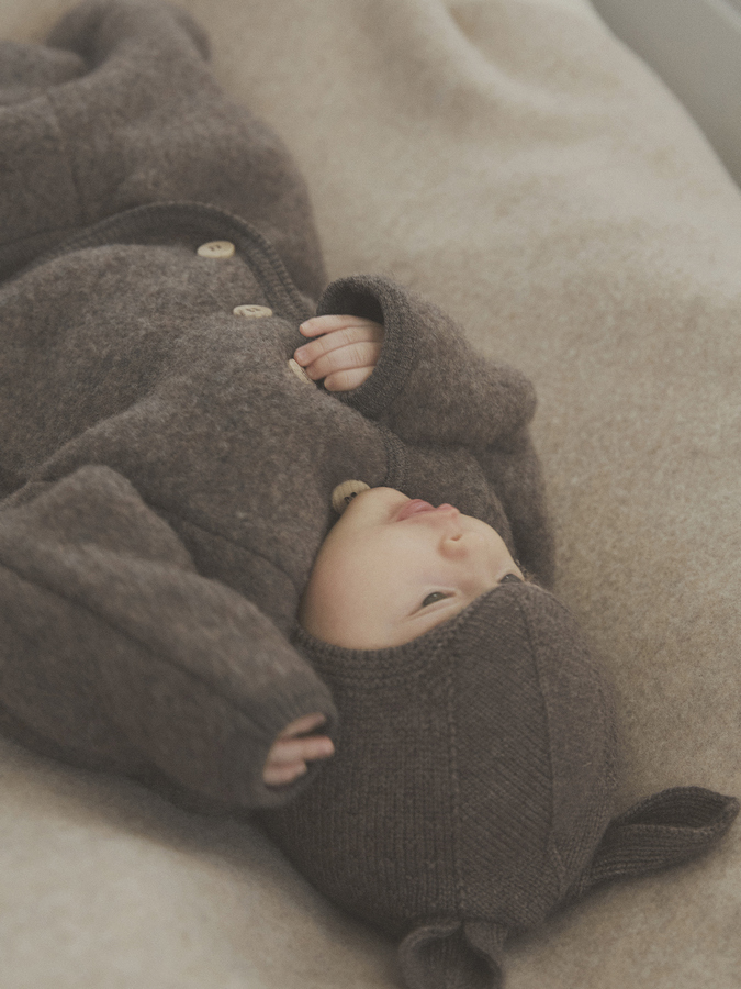 huttelihut brown melange jacket wool fleece