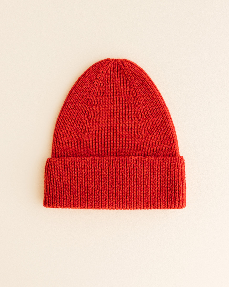 hvid red merino wool wełniana czapka fonzie adult damska red