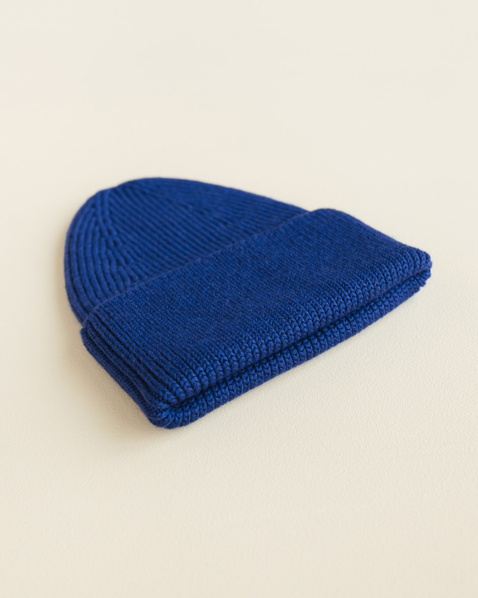 MERINO wool cobalt blue czapka wełniana beanie fonzie niebieska dziecięca