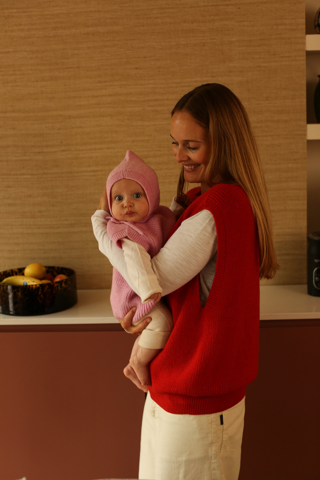 Red merino wool wełniana kamizelka helle hvid merynosowa wełna