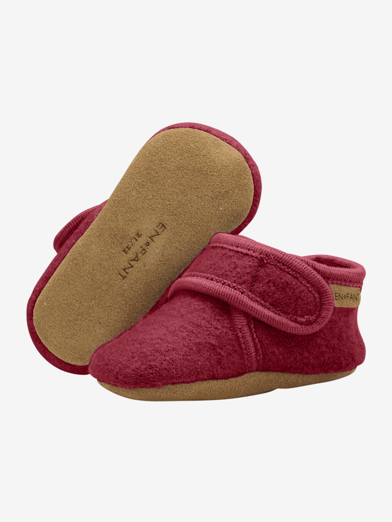 Rio Red wełniane kapcie na rzep czerwone