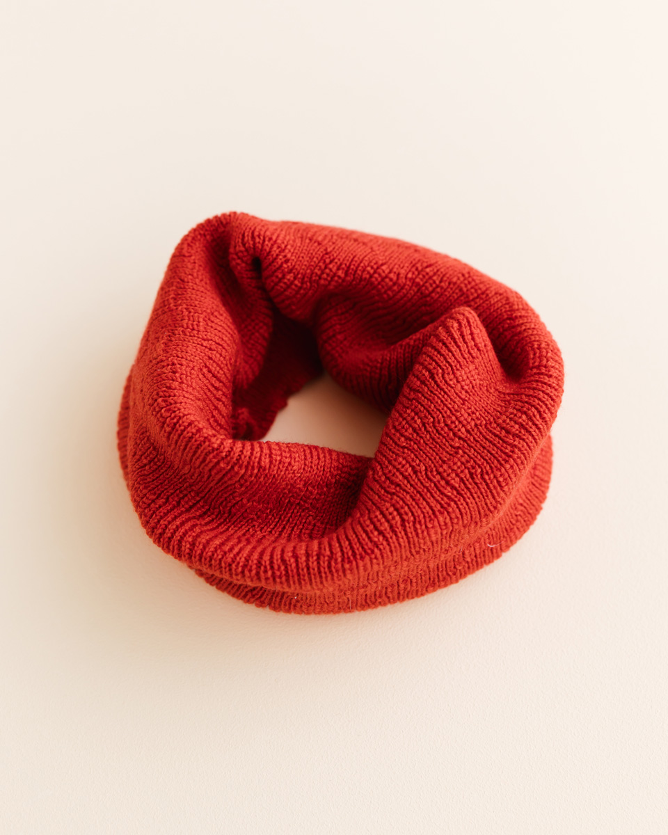 Scarf Tube Gigi hvid red czerwony komin dziecięcy niemowlęcy damski wełna merino jesień zima