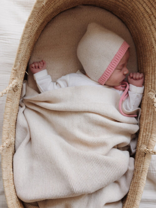 cream blanket hvid merino gust wool wełniany wyprawka