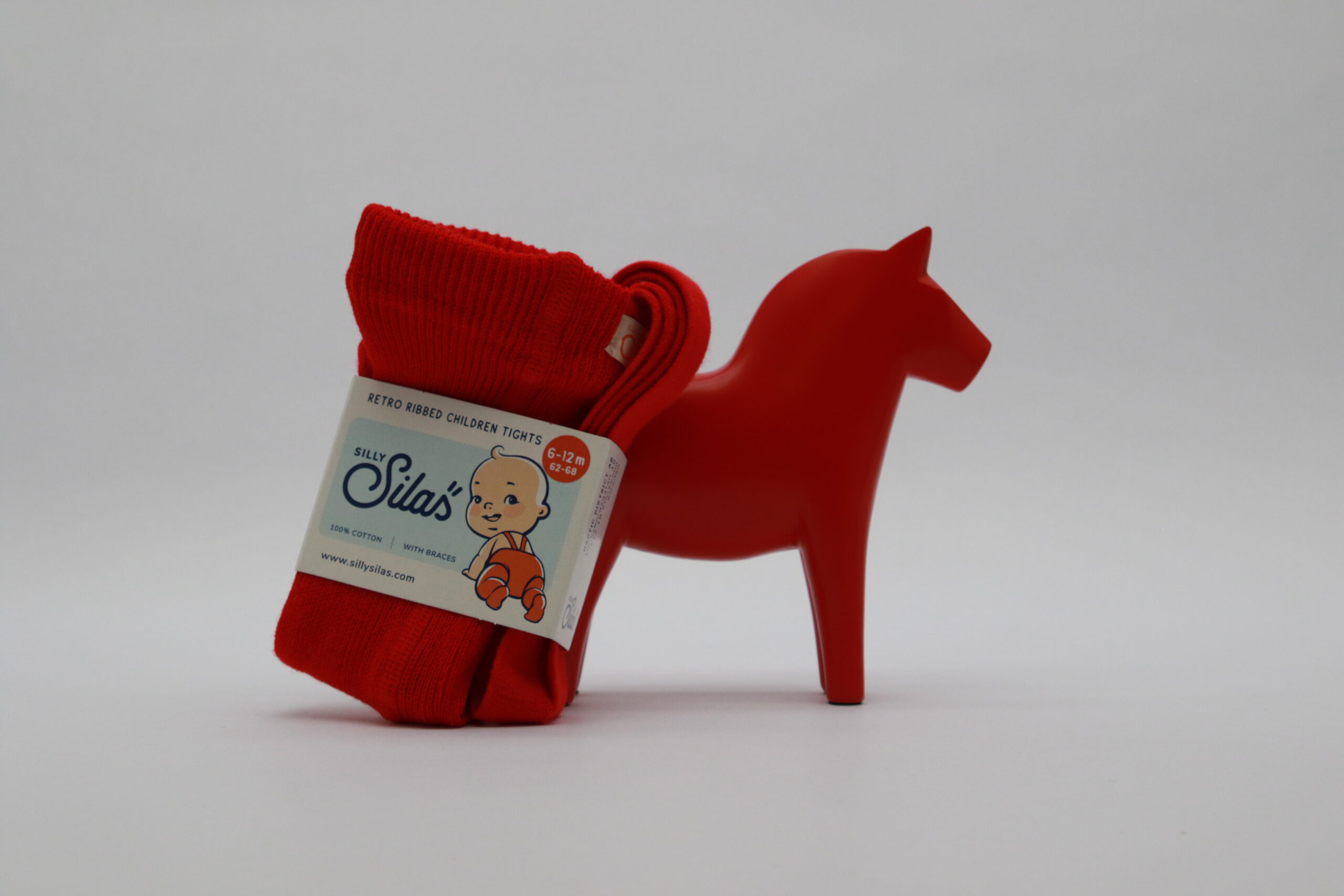 czerwone rajstopy na szelkach Love Red Silly Silas retro dziecięce