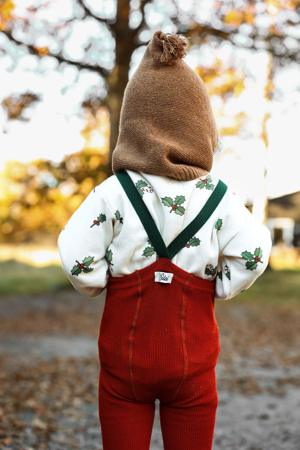 Rajstopki dziecięce niemowlęce Silly Silas Maple Leaf W Dark Forest Green retro święta