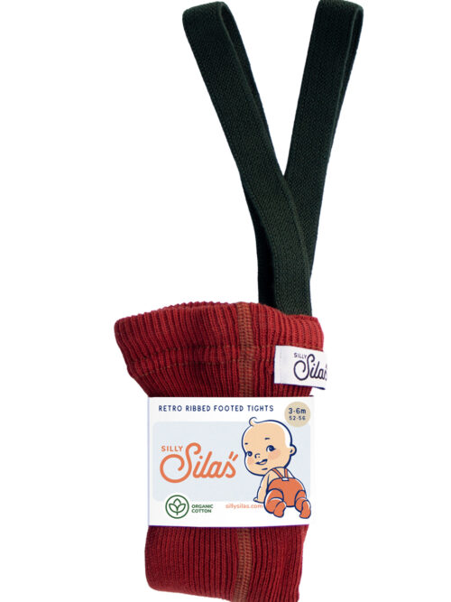 silly silas rajstopki retro świąteczne z szelkami Maple Leaf W Dark Forest Green