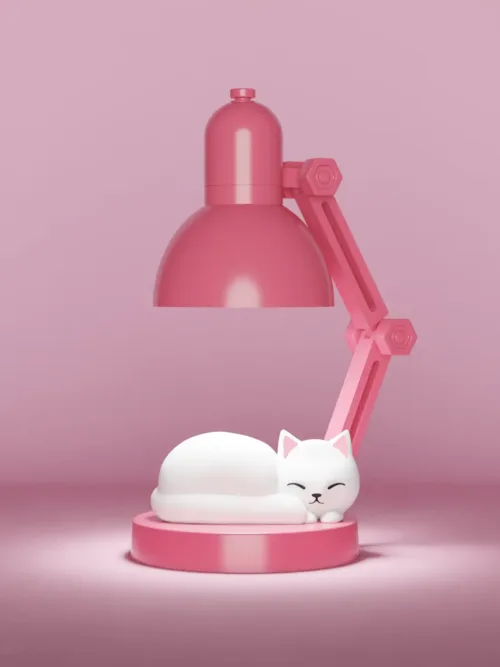mini lampka nocna kotek różowa
