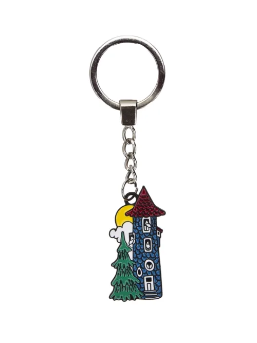 Breloczek Domek Muminków Nordicbuddies, Moominhouse key ring metalowy, Brelok metalowy Muminki dom, Brelok Domek Muminków 4–6 cm, Nordicbuddies house keychain, Gadżet Muminki Domek