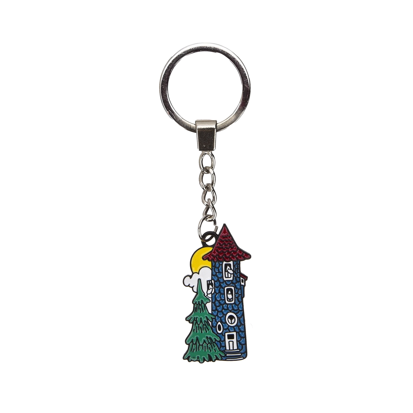 Breloczek Domek Muminków Nordicbuddies, Moominhouse key ring metalowy, Brelok metalowy Muminki dom, Brelok Domek Muminków 4–6 cm, Nordicbuddies house keychain, Gadżet Muminki Domek