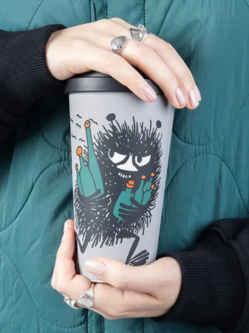 Czarny kubek termiczny Chichotek Nordicbuddies, Ekologiczny kubek PLA Stinky