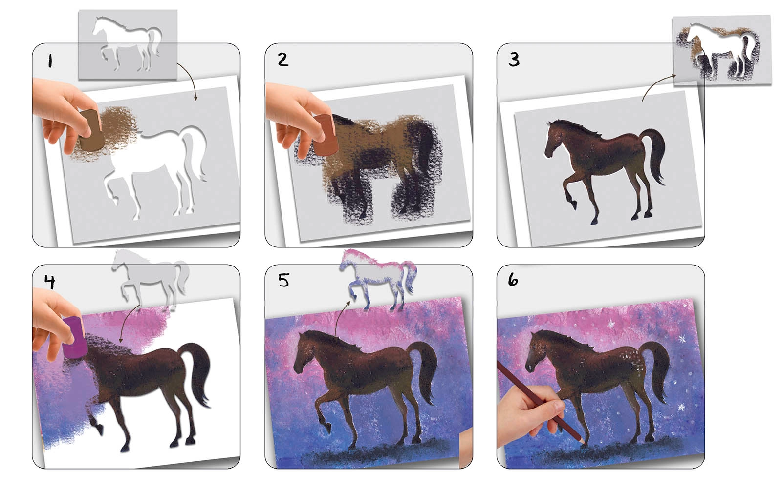 Szablony do odrysowywania i malowania – konie