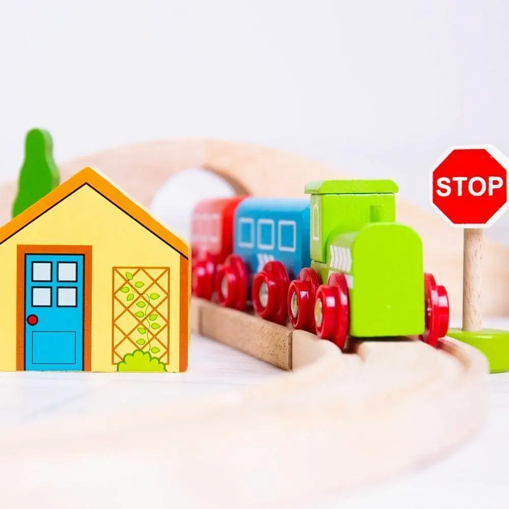 Drewniana kolejka Bigjigs – lokomotywa i wagoniki