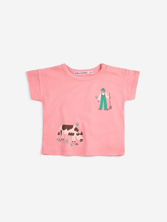 Farm Adventure bluzka t-shirt niemowlęcy różowy bobo choses ss26