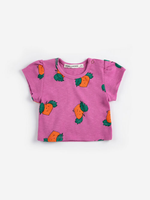 Tangerine all over t-shirt koszulka z bufiastymi rękawkami mandarynka fuksjowa bobo choses