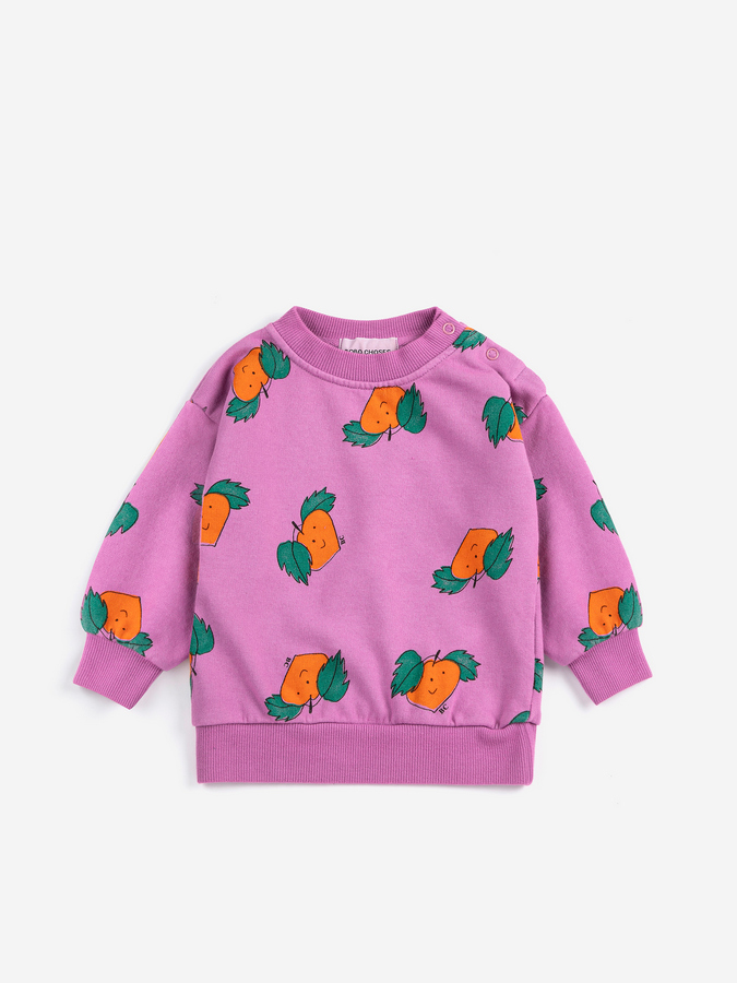 Tangerine baby all ovet sweatshirt bluza dziecięca bobo choses mandarynki