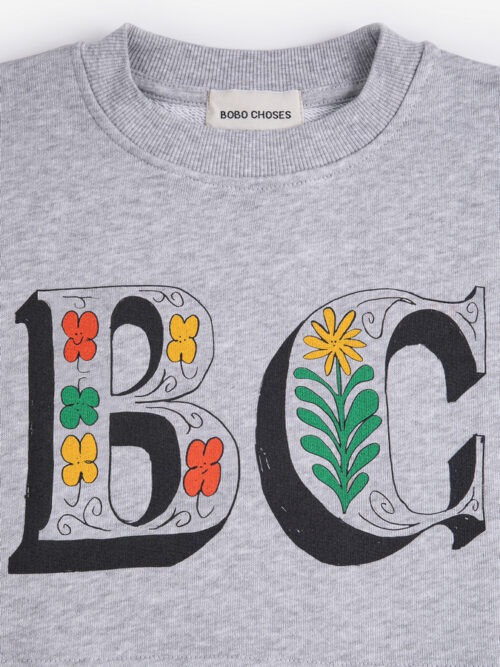 bobo choses ss26 szara grey kwiatki dresowa bluza Spring Letters