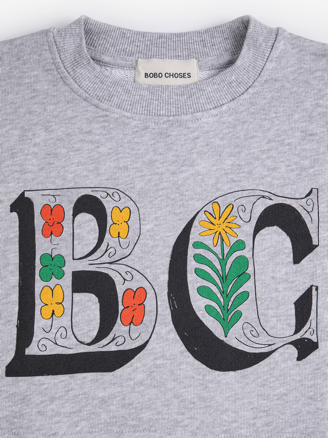bobo choses ss26 szara grey kwiatki dresowa bluza Spring Letters