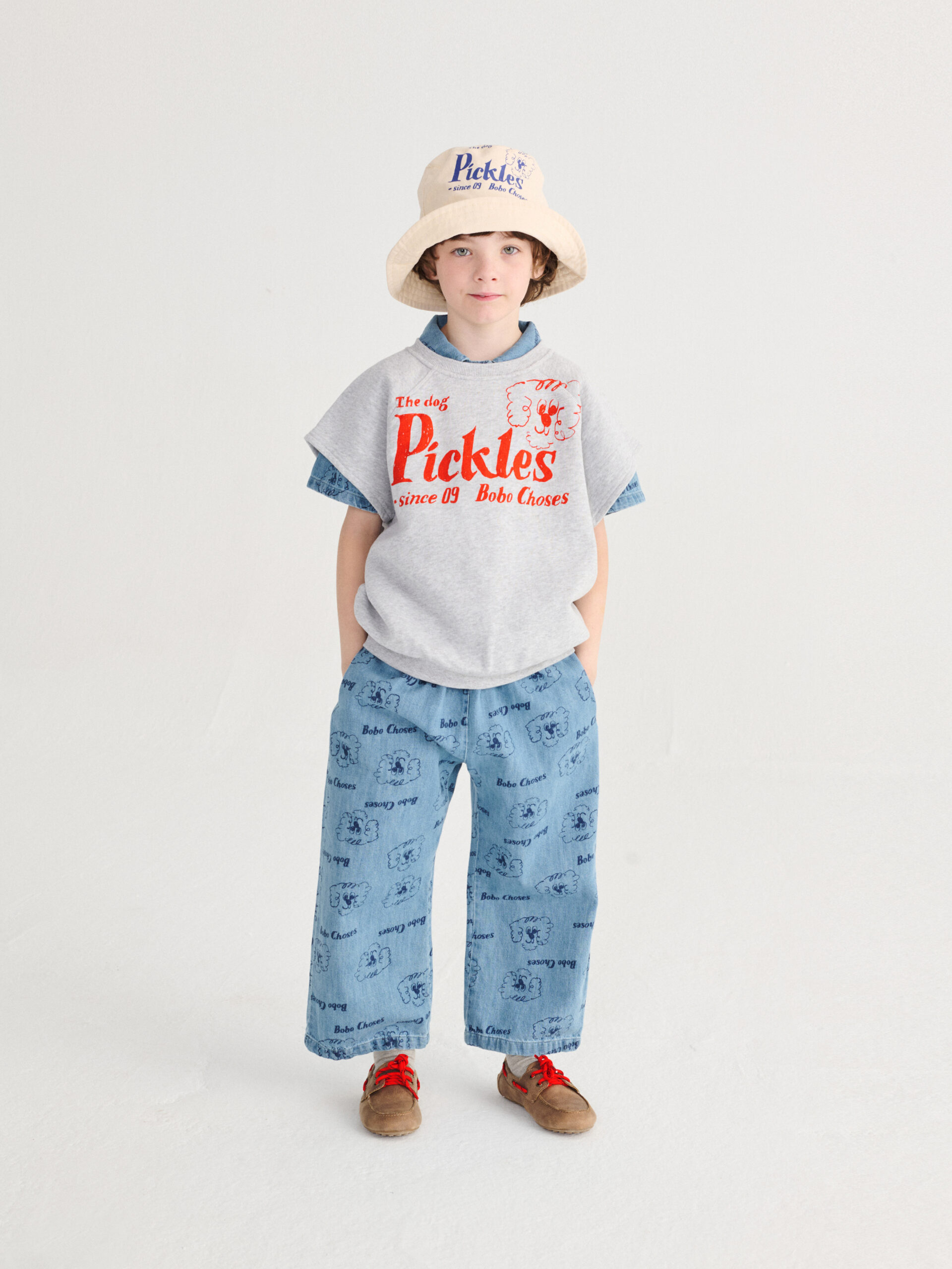 denim bobo choses pickles the dog all over spodnie dziecięce ss26