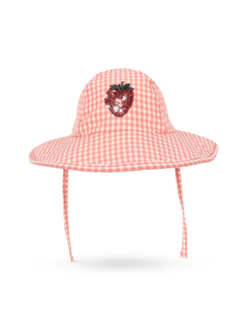 kapelusz słoneczny plazowy przeciwsłoneczny konges sloejd etta geranium pink truskaweczka kratka