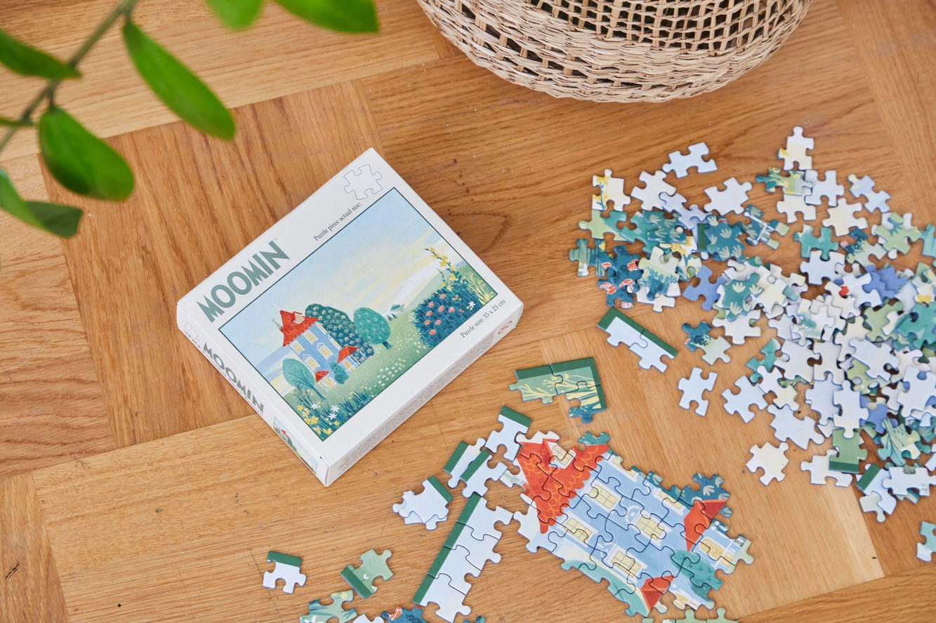 puzzle edukacyjne Muminki zielona kolorystyka