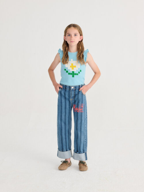 top koszulka bez rękawków stokrotka kwiatek Pixel Daisy Ruffled top