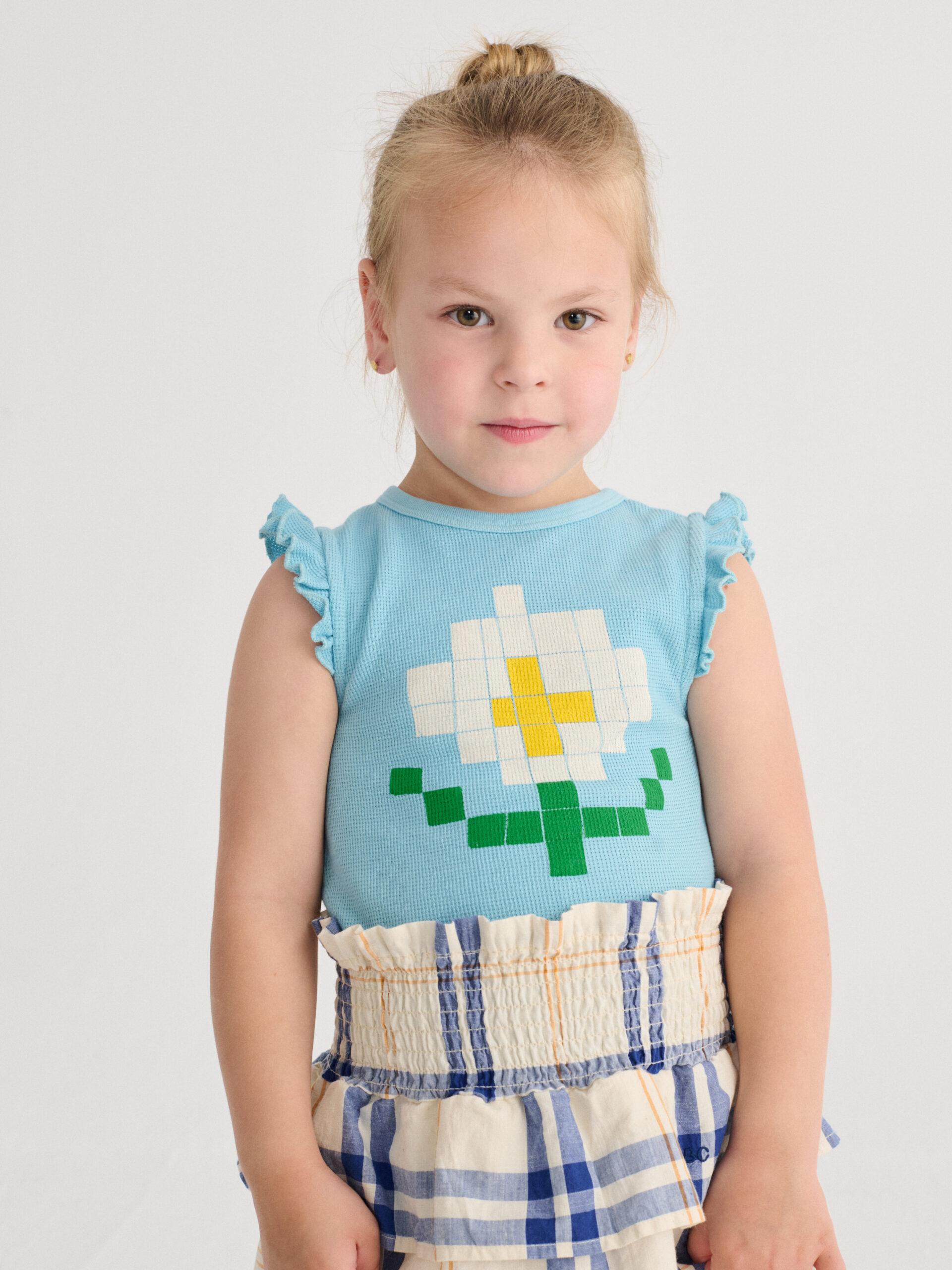 bobo choses jasnoniebieski top Pixel Daisy Ruffled top